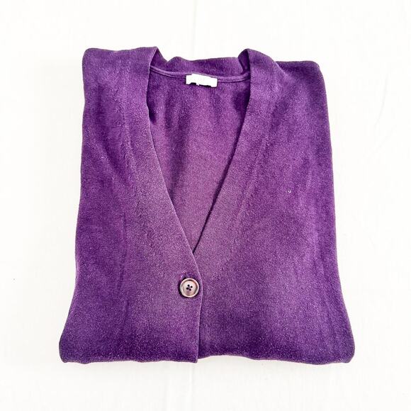 J. Jill Purple Button Down V-Neck Long Sleeve Cardigan Sweater Top Size XL - Picture 1 of 5